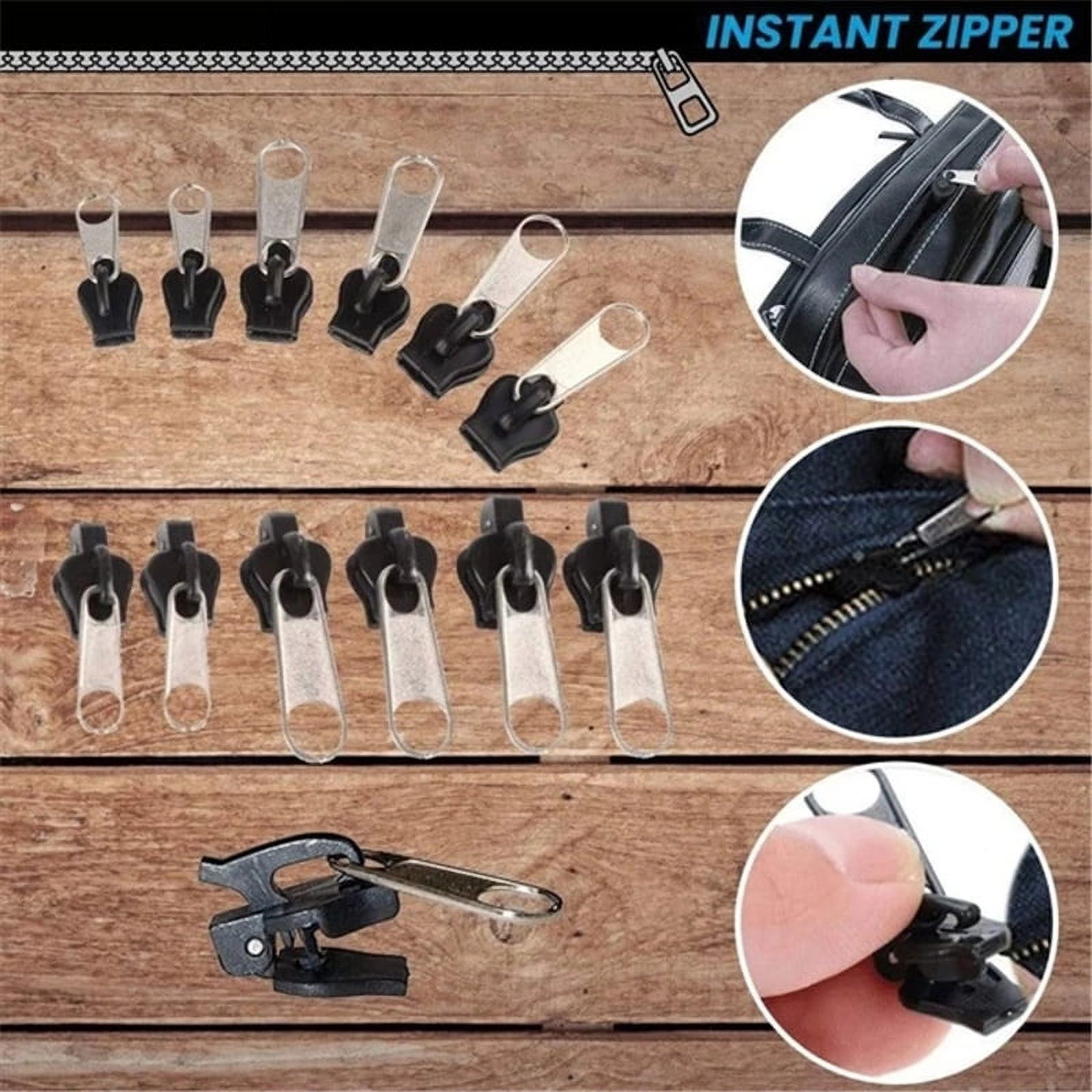 Instant Zipper Set of 6 Universal Zipper Replacement in 3 Sizes No
